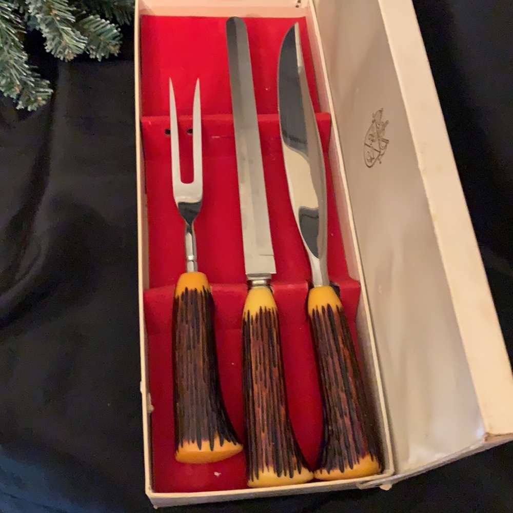 Vintage Moderna Columbia stainless steel and Bakelite 3 piece carving set - Picture 6 of 8